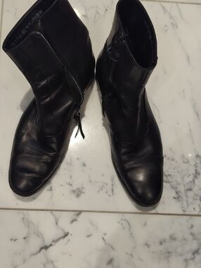 Men's Black Leather Zip Ankle Boots Bally